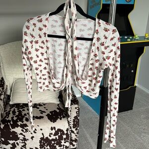 Brandy Melville floral wrap crop top